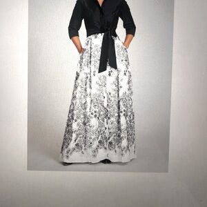 Teri Jon Taffeta Shirt Gown, Black And White Skirt, worn once, perfect condition